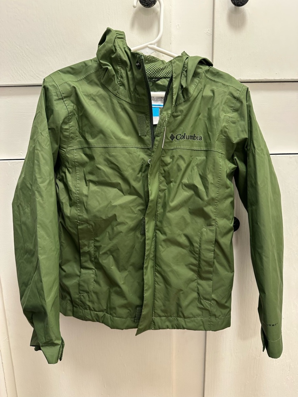 Columbia Kids Hooded Rain Jacket in Olive Green 4/5